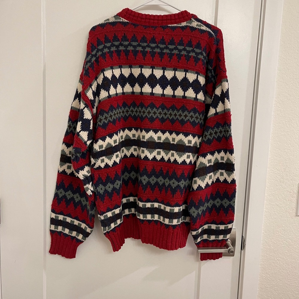 Vintage Eddie Bauer Geometric Sweater Holiday 80s Fall Retro Granola - Picture 7 of 11